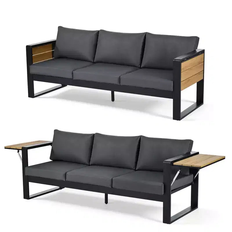 Polibi 4-teiliges Terrassenmöbel-Set mit Couchtisch und ausklappbaren Beistelltischen