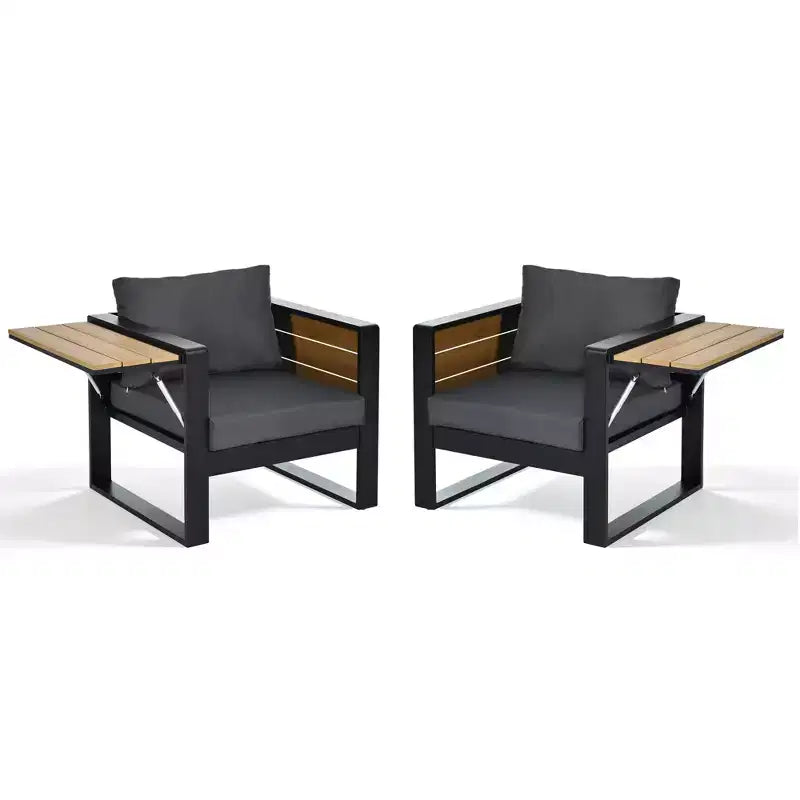Polibi 4-teiliges Terrassenmöbel-Set mit Couchtisch und ausklappbaren Beistelltischen