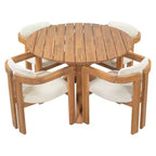 Whisen 5-teiliges Outdoor-Esstisch-Set für 4 Personen, Terrassentisch und Stühle, modernes Garten-Gesprächs-Set, 1 Esstisch und 4 Fasssessel