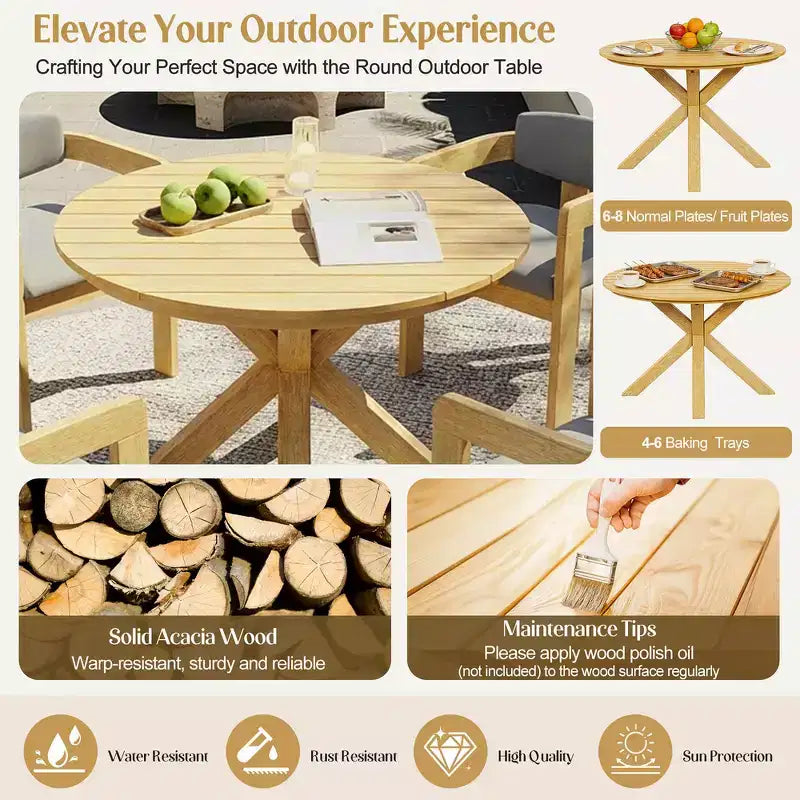 Whisen 5-teiliges Outdoor-Esstisch-Set für 4 Personen, Terrassentisch und Stühle, modernes Garten-Gesprächs-Set, 1 Esstisch und 4 Fasssessel