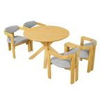 Whisen 5-teiliges Outdoor-Esstisch-Set für 4 Personen, Terrassentisch und Stühle, modernes Garten-Gesprächs-Set, 1 Esstisch und 4 Fasssessel