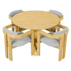 Whisen 5-teiliges Outdoor-Esstisch-Set für 4 Personen, Terrassentisch und Stühle, modernes Garten-Gesprächs-Set, 1 Esstisch und 4 Fasssessel