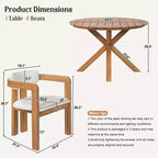 Whisen 5-teiliges Outdoor-Esstisch-Set für 4 Personen, Terrassentisch und Stühle, modernes Garten-Gesprächs-Set, 1 Esstisch und 4 Fasssessel