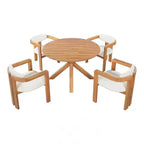 Whisen 5-teiliges Outdoor-Esstisch-Set für 4 Personen, Terrassentisch und Stühle, modernes Garten-Gesprächs-Set, 1 Esstisch und 4 Fasssessel