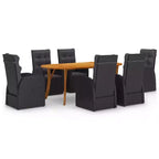 vidaXL 7 Piece Patio Dining Set Black