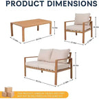GDFStudio Ajay Modernes 4-teiliges Aluminium-Sitzset für den Außenbereich mit Kissen und rechteckigem Tisch