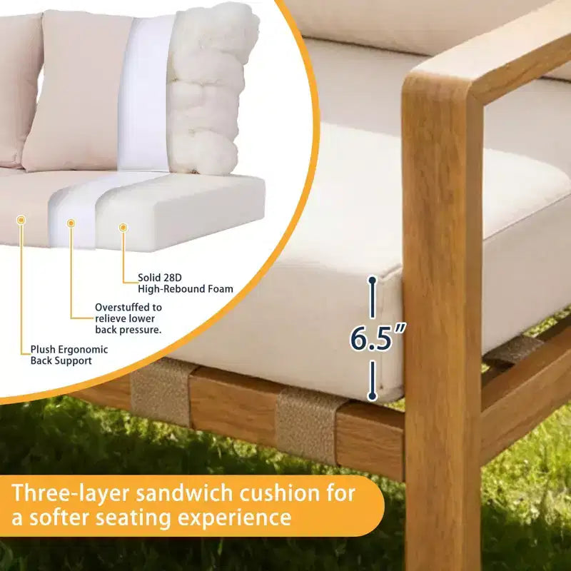 GDFStudio Ajay Modernes 4-teiliges Aluminium-Sitzset für den Außenbereich mit Kissen und rechteckigem Tisch