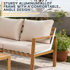 GDFStudio Ajay Modernes 4-teiliges Aluminium-Sitzset für den Außenbereich mit Kissen und rechteckigem Tisch