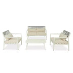 GDFStudio Oscar Modernes Outdoor-4-Sitzer Metallrahmen-Gesprächs-Set mit dicken Kissen und Seilgeflecht-Design