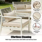 GDFStudio Oscar Modernes Outdoor-4-Sitzer Metallrahmen-Gesprächs-Set mit dicken Kissen und Seilgeflecht-Design