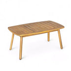 ModernLuxe Outdoor Gesprächs-Set aus Akazienholz, Terrassen-Sofa-Set mit geflochtener Rückenlehne & Couchtisch, helles Teak-Finish