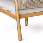 ModernLuxe Outdoor Gesprächs-Set aus Akazienholz, Terrassen-Sofa-Set mit geflochtener Rückenlehne & Couchtisch, helles Teak-Finish