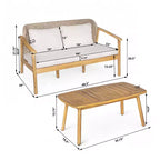 ModernLuxe Outdoor Gesprächs-Set aus Akazienholz, Terrassen-Sofa-Set mit geflochtener Rückenlehne & Couchtisch, helles Teak-Finish