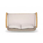 ModernLuxe Outdoor Gesprächs-Set aus Akazienholz, Terrassen-Sofa-Set mit geflochtener Rückenlehne & Couchtisch, helles Teak-Finish
