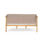 ModernLuxe Outdoor Gesprächs-Set aus Akazienholz, Terrassen-Sofa-Set mit geflochtener Rückenlehne & Couchtisch, helles Teak-Finish
