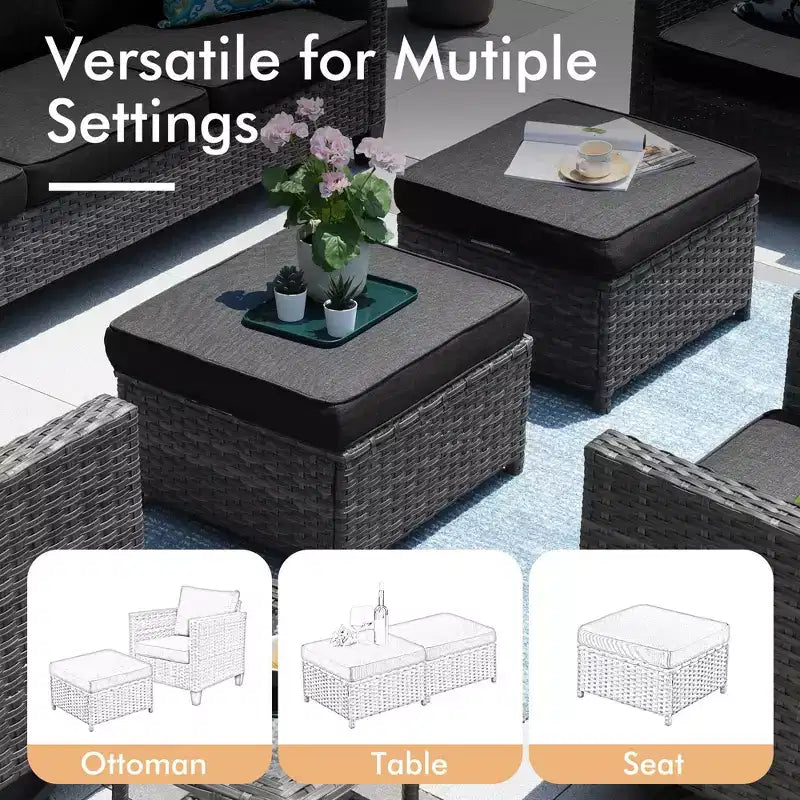 HOMLUX 6-teiliges Terrassen-Set mit 42"-Stahlfeuerstelle, 3-Sitzer-Sofa, Einzelstühlen und Hockern