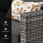HOMLUX 6-teiliges Terrassen-Set mit 42"-Stahlfeuerstelle, 3-Sitzer-Sofa, Einzelstühlen und Hockern