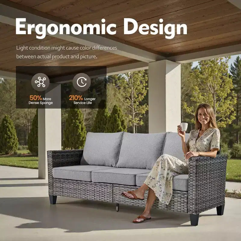 HOMLUX 6-teiliges Terrassen-Set mit 42"-Stahlfeuerstelle, 3-Sitzer-Sofa, Einzelstühlen und Hockern