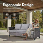 HOMLUX 6-teiliges Terrassen-Set mit 42"-Stahlfeuerstelle, 3-Sitzer-Sofa, Einzelstühlen und Hockern