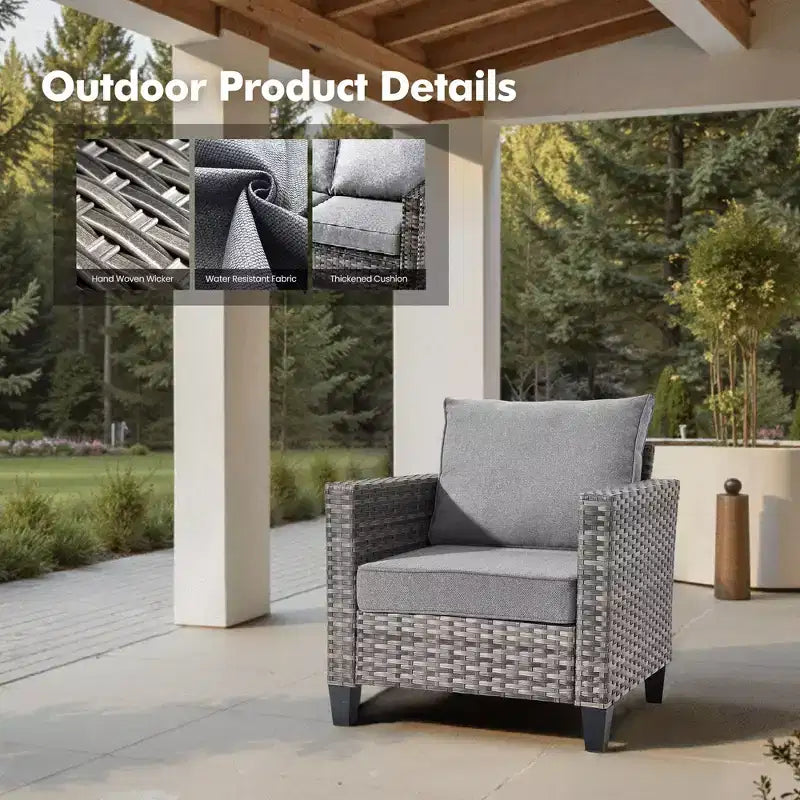 HOMLUX 6-teiliges Terrassen-Set mit 42"-Stahlfeuerstelle, 3-Sitzer-Sofa, Einzelstühlen und Hockern