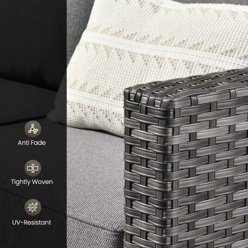 HOMLUX 6-teiliges Terrassen-Set mit 42"-Stahlfeuerstelle, 3-Sitzer-Sofa, Einzelstühlen und Hockern