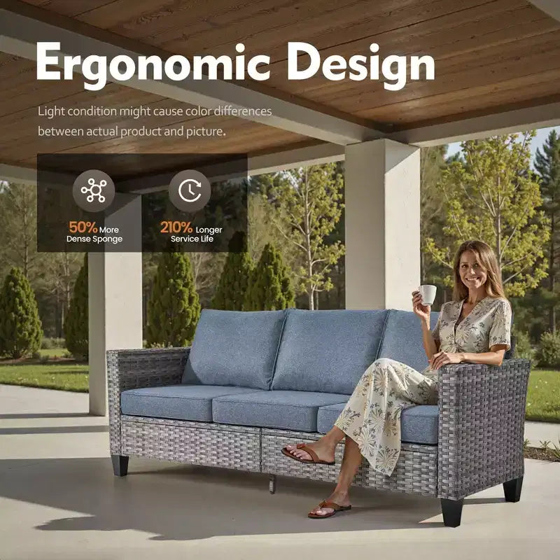 HOMLUX 6-teiliges Terrassen-Set mit 42"-Stahlfeuerstelle, 3-Sitzer-Sofa, Einzelstühlen und Hockern