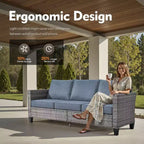 HOMLUX 6-teiliges Terrassen-Set mit 42"-Stahlfeuerstelle, 3-Sitzer-Sofa, Einzelstühlen und Hockern