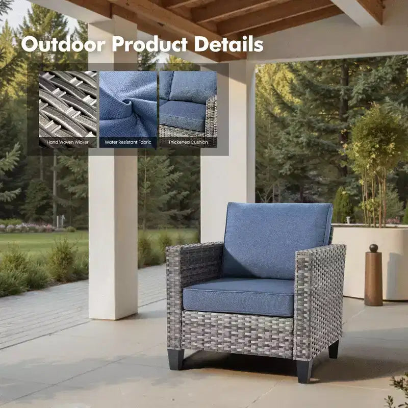 HOMLUX 6-teiliges Terrassen-Set mit 42"-Stahlfeuerstelle, 3-Sitzer-Sofa, Einzelstühlen und Hockern