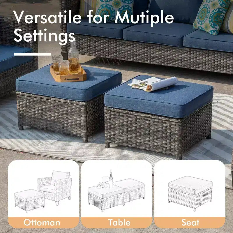 HOMLUX 6-teiliges Terrassen-Set mit 42"-Stahlfeuerstelle, 3-Sitzer-Sofa, Einzelstühlen und Hockern