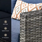 HOMLUX 6-teiliges Terrassen-Set mit 42"-Stahlfeuerstelle, 3-Sitzer-Sofa, Einzelstühlen und Hockern