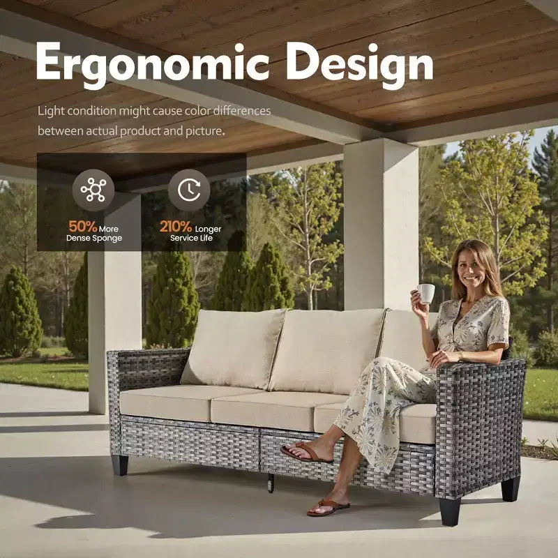 HOMLUX 6-teiliges Terrassen-Set mit 42"-Stahlfeuerstelle, 3-Sitzer-Sofa, Einzelstühlen und Hockern