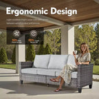 HOMLUX 6-teiliges Terrassen-Set mit 42"-Stahlfeuerstelle, 3-Sitzer-Sofa, Einzelstühlen und Hockern