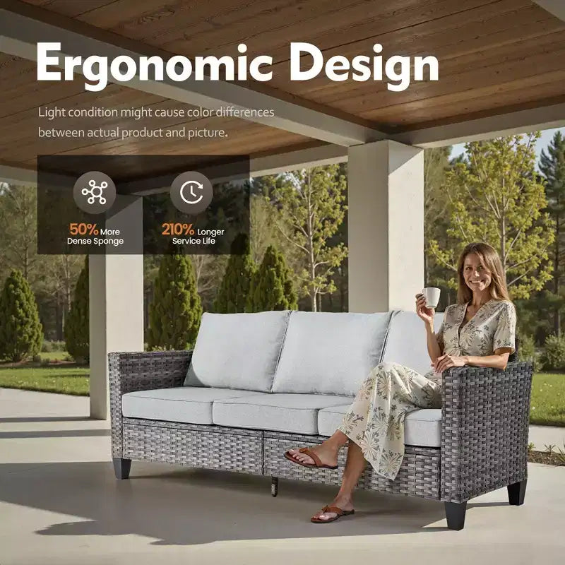 HOMLUX 6-teiliges Terrassen-Set mit 42"-Stahlfeuerstelle, 3-Sitzer-Sofa, Einzelstühlen und Hockern