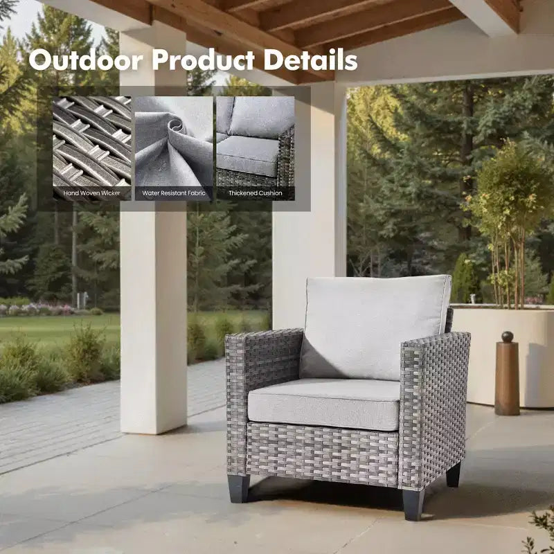 HOMLUX 6-teiliges Terrassen-Set mit 42"-Stahlfeuerstelle, 3-Sitzer-Sofa, Einzelstühlen und Hockern