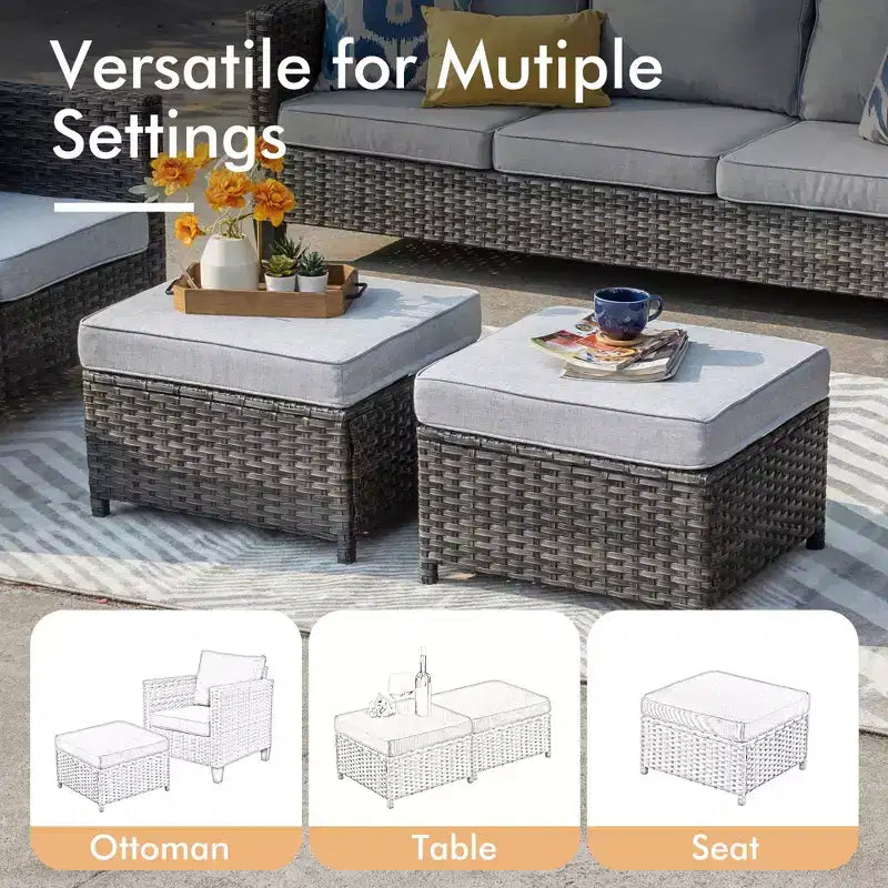 HOMLUX 6-teiliges Terrassen-Set mit 42"-Stahlfeuerstelle, 3-Sitzer-Sofa, Einzelstühlen und Hockern