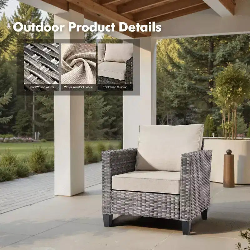HOMLUX 6-teiliges Terrassen-Set mit 42"-Stahlfeuerstelle, 3-Sitzer-Sofa, Einzelstühlen und Hockern