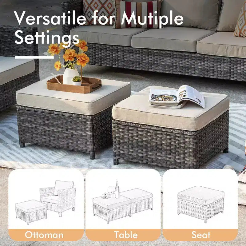 HOMLUX 6-teiliges Terrassen-Set mit 42"-Stahlfeuerstelle, 3-Sitzer-Sofa, Einzelstühlen und Hockern