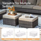 HOMLUX 6-teiliges Terrassen-Set mit 42"-Stahlfeuerstelle, 3-Sitzer-Sofa, Einzelstühlen und Hockern