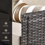 HOMLUX 6-teiliges Terrassen-Set mit 42"-Stahlfeuerstelle, 3-Sitzer-Sofa, Einzelstühlen und Hockern