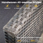 HOMLUX 3-teiliges Terrassenmöbel-Set: Drehbare Schaukelstühle & Beistelltisch aus wetterfestem Rattan