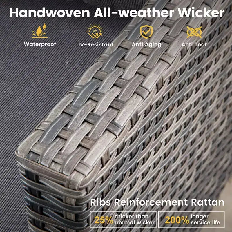 HOMLUX 3-teiliges Terrassenmöbel-Set: Drehbare Schaukelstühle & Beistelltisch aus wetterfestem Rattan