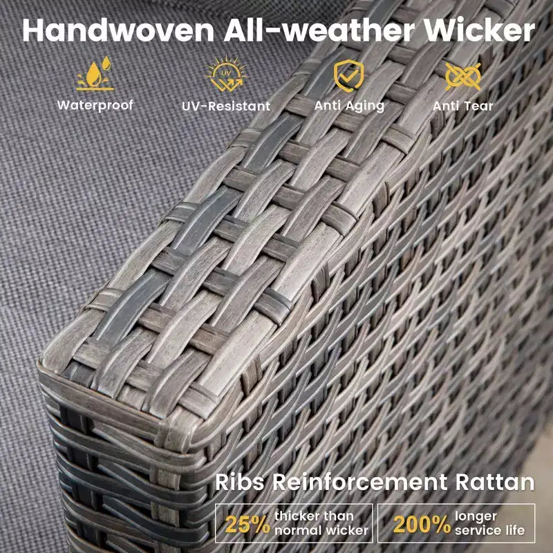 HOMLUX 3-teiliges Terrassenmöbel-Set: Drehbare Schaukelstühle & Beistelltisch aus wetterfestem Rattan