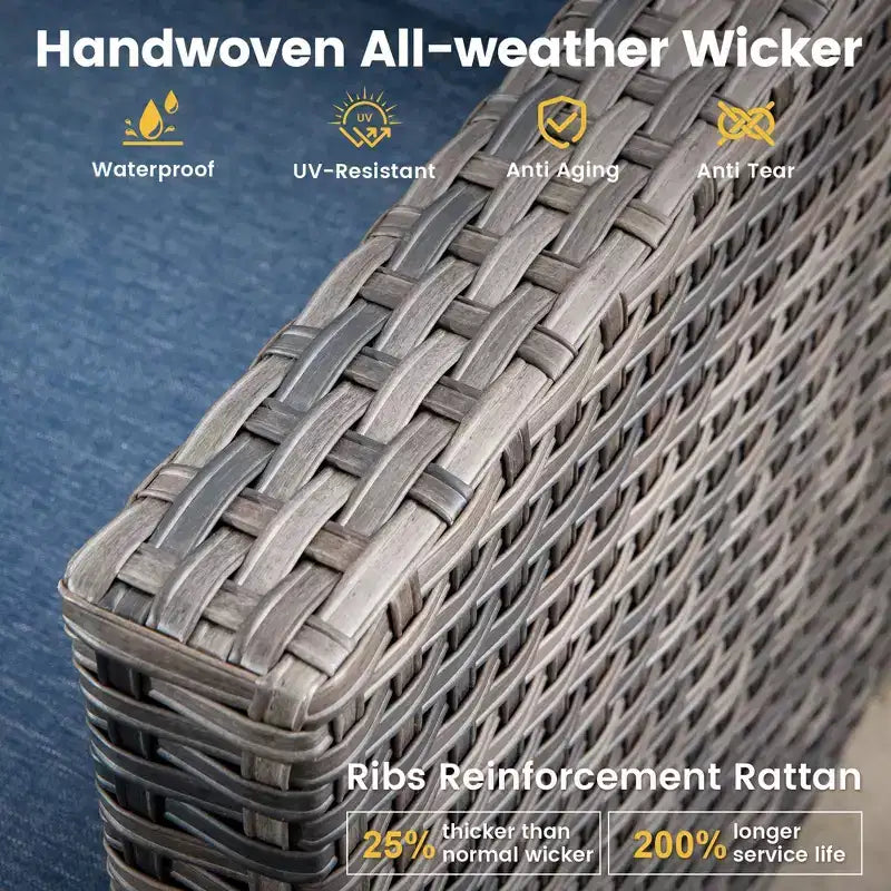 HOMLUX 3-teiliges Terrassenmöbel-Set: Drehbare Schaukelstühle & Beistelltisch aus wetterfestem Rattan