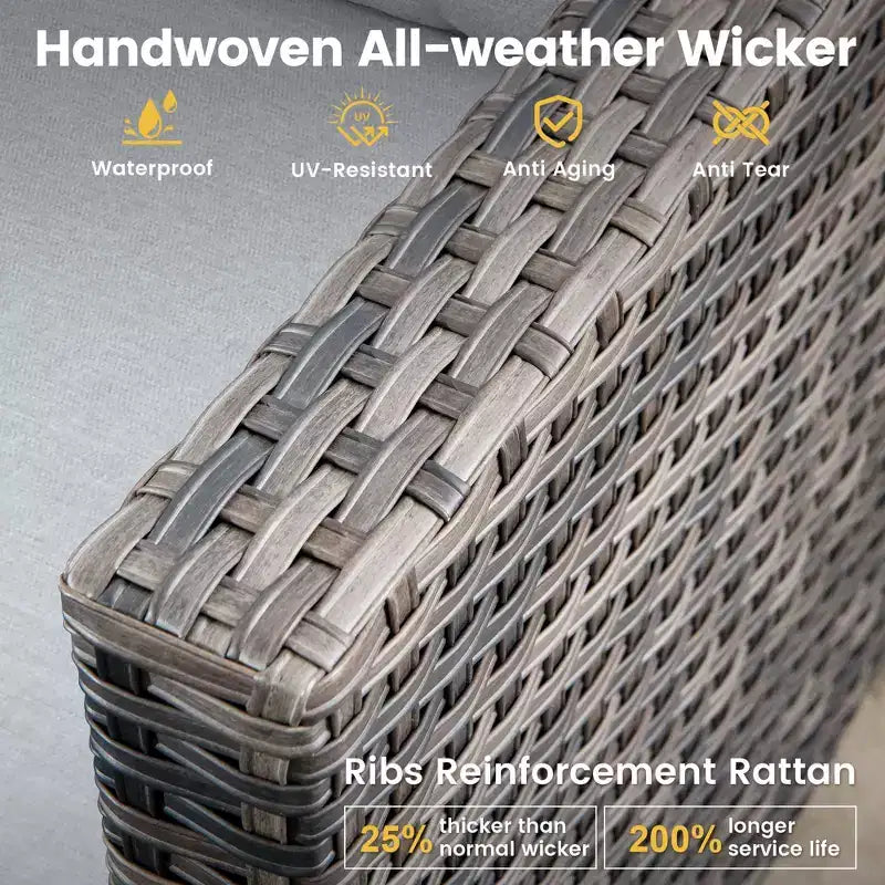 HOMLUX 3-teiliges Terrassenmöbel-Set: Drehbare Schaukelstühle & Beistelltisch aus wetterfestem Rattan