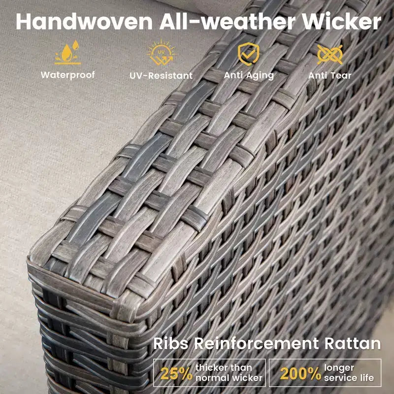 HOMLUX 3-teiliges Terrassenmöbel-Set: Drehbare Schaukelstühle & Beistelltisch aus wetterfestem Rattan