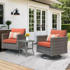 HOMLUX 3-teiliges Terrassenmöbel-Set: Drehbare Schaukelstühle & Beistelltisch aus wetterfestem Rattan
