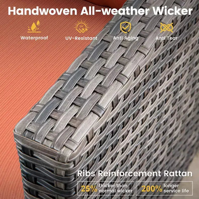 HOMLUX 3-teiliges Terrassenmöbel-Set: Drehbare Schaukelstühle & Beistelltisch aus wetterfestem Rattan