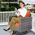 HOMLUX 3-teiliges Terrassenmöbel-Set: Drehbare Schaukelstühle & Beistelltisch aus wetterfestem Rattan