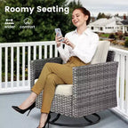 HOMLUX 3-teiliges Terrassenmöbel-Set: Drehbare Schaukelstühle & Beistelltisch aus wetterfestem Rattan