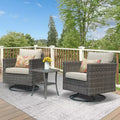 HOMLUX 3-Piece Patio Set: Swivel Rocking Chairs & Side Table in All-Weather Wicker